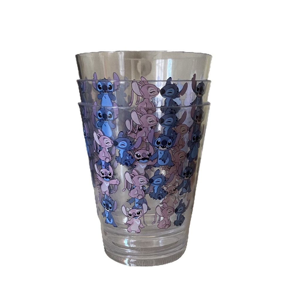 Disney Stitch & Angel Pink Set Of 3 Acrylic Cups